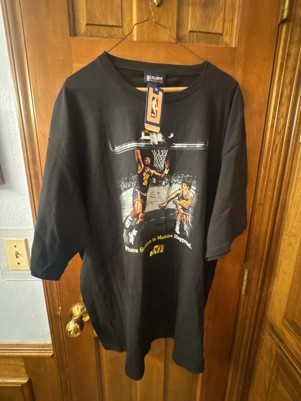 NBA Exclusive Collection Utah Jazz Where Stockton to Malone Happened T-Shirt Bla